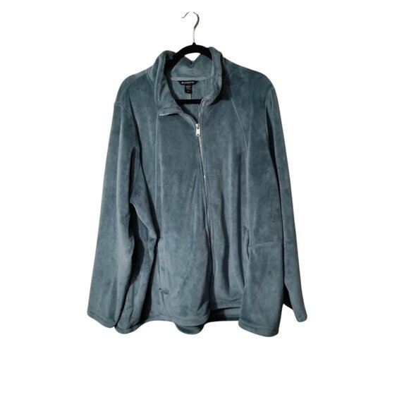 Athleta Recover Stretch Fleece Full Zip‎ Jacket Large Sage/Gray Plus Size 3X - Picture 1 of 6